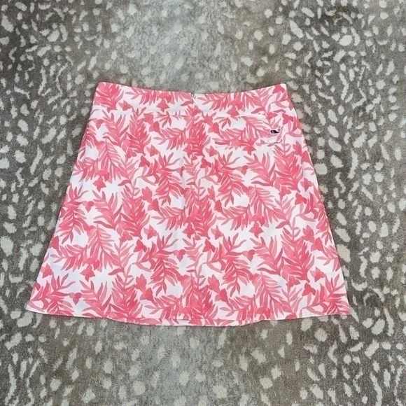 Vineyard Vines Performance White & Pink‎ Leaf Printed Preppy Tennis Golf Skort